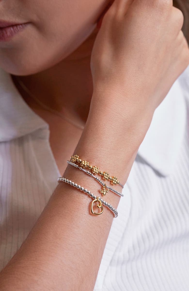 Estella Bartlett Heart Beaded Stretch Bracelet, Alternate, color, Gold And Silver