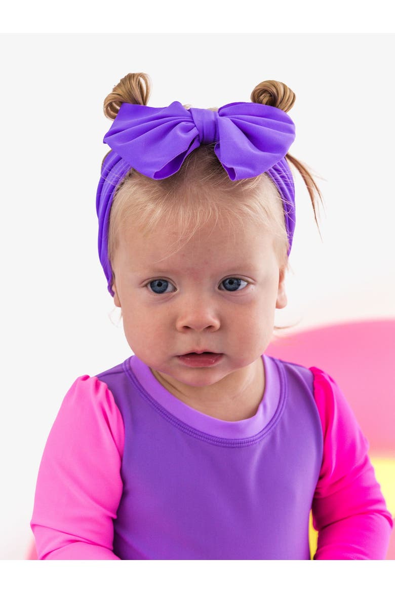 Girls UPF50+ Swim Bow Headband, Alternate, color, Neon Purple