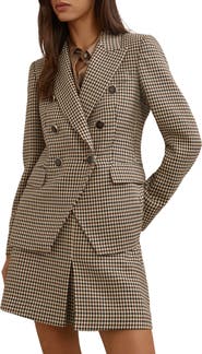Reiss Hartley Houndstooth Double Breasted Blazer