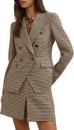 Reiss Hartley Houndstooth Double Breasted Blazer