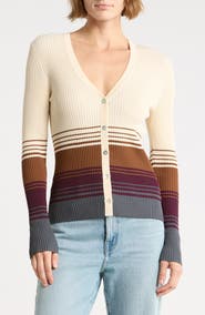 Current/Elliott Striped V-Neck Cardigan