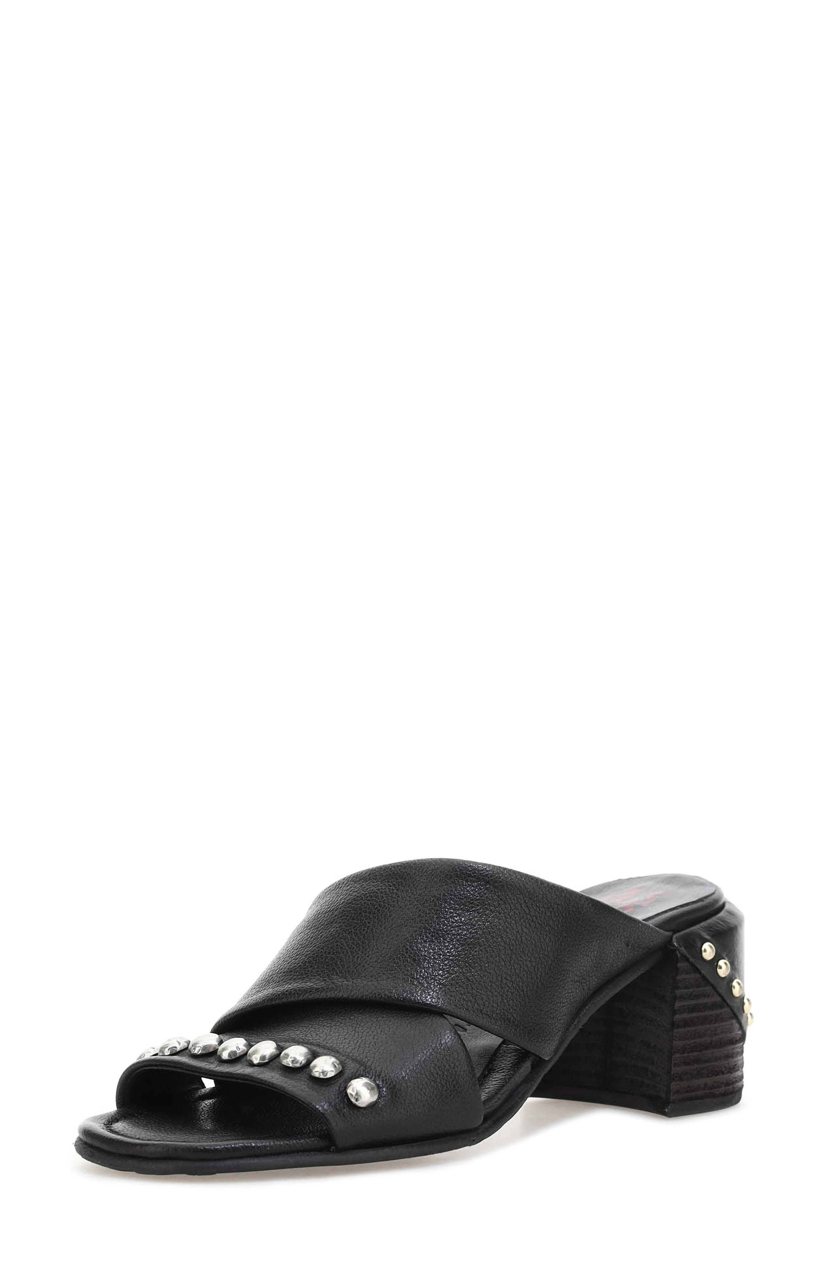 A.S.98 Merlin Stud Sandal, Main, color, Black
