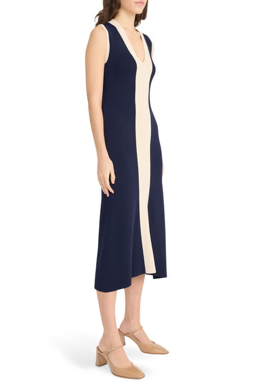 Luxely Sleeveless Midi Dress In Blue