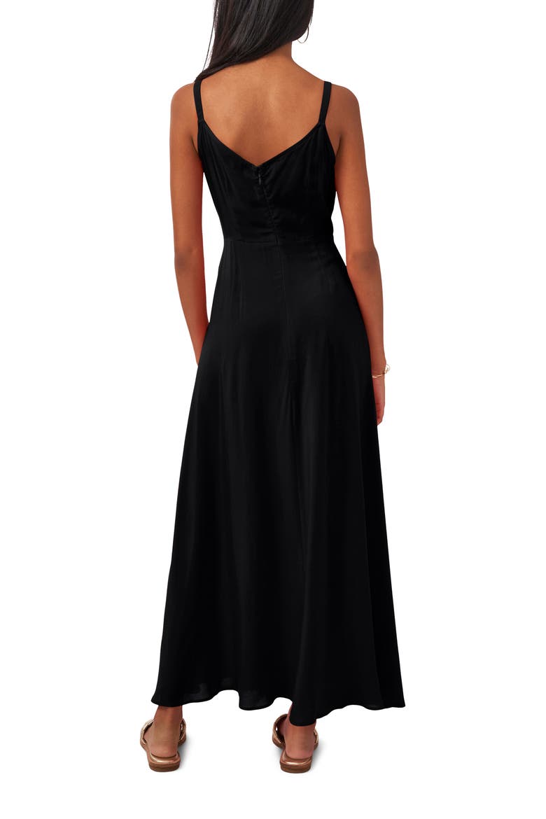 Tie Front Challis Sleeveless Maxi Dress, Alternate, color, RICH BLACK