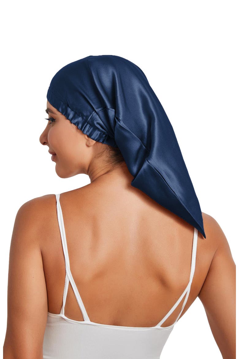 Pure Silk Elasticated Bonnet, Main, color, DarkBlue