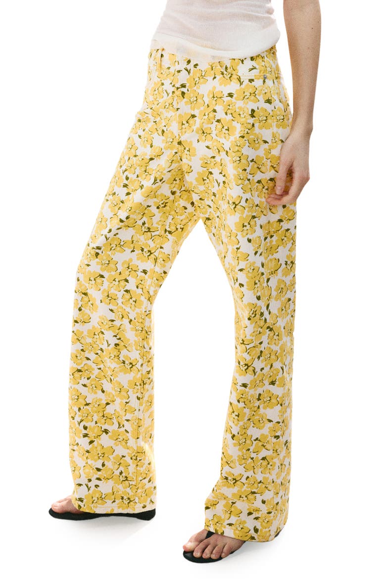 Floral Straight Leg Jeans, Main, color, YELLOW