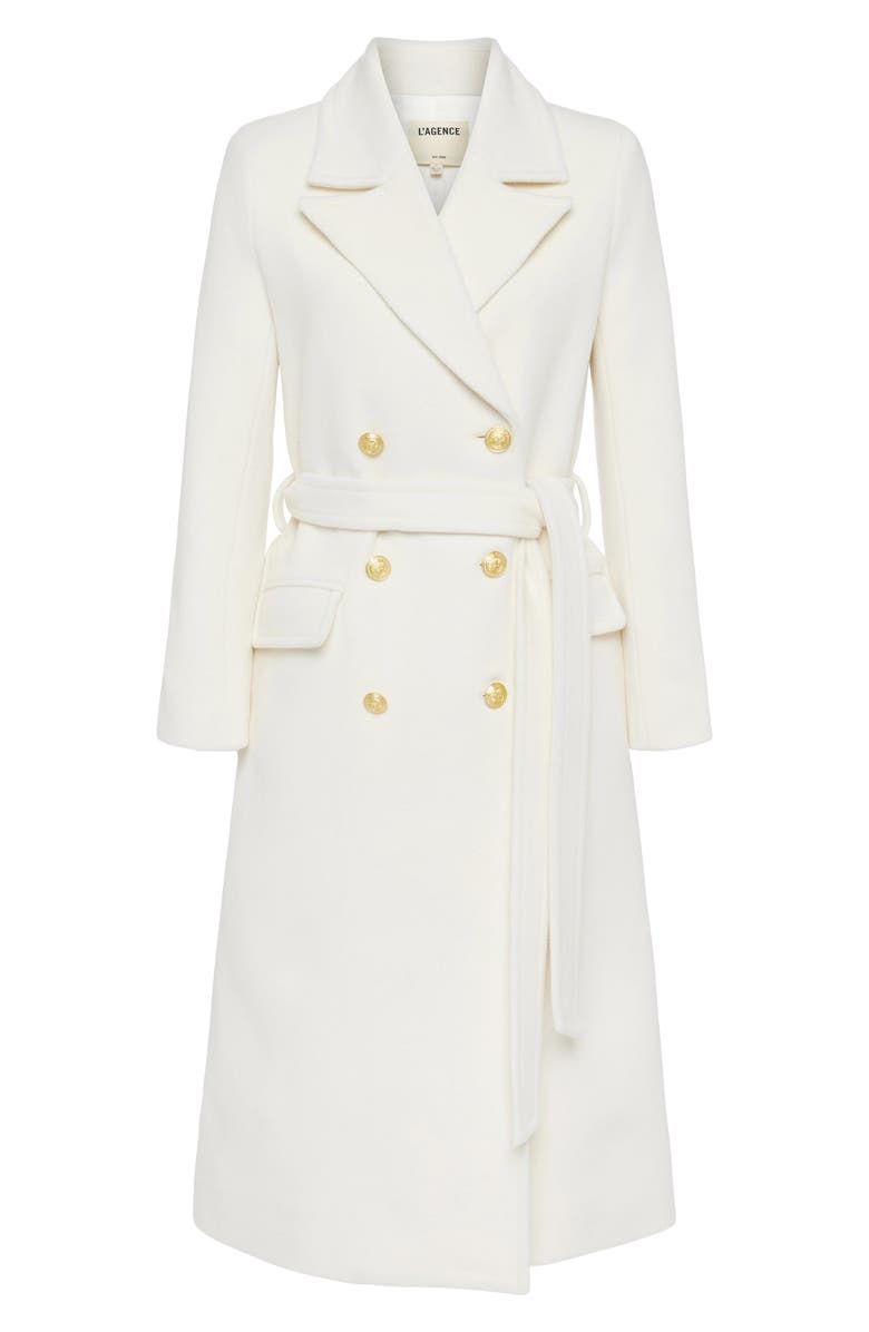 L'AGENCE Olina Belted Wool Blend Trench Coat, Alternate, color,