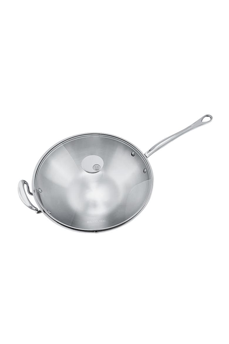M'Cook 12.5 Inch Stainless Steel Wok With Long Handle And Helper Handle, Alternate, color, Silver