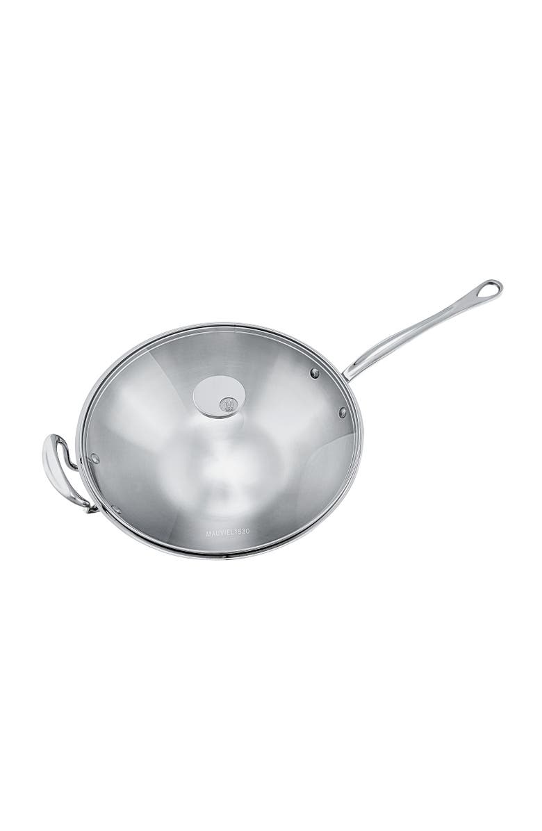 Mauviel M'Cook 12.5 Inch Stainless Steel Wok With Long Handle And Helper Handle, Alternate, color, Silver