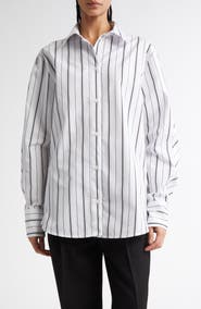 TOTEME Oversize Stripe Organic Cotton Poplin Button-Up Shirt