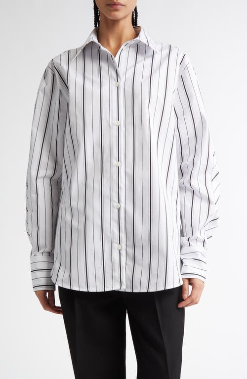 Totême Toteme Oversize Stripe Organic Cotton Poplin Button-up Shirt In Blue