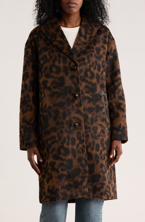 Notch Lapel Faux Leather Trim Western Coat