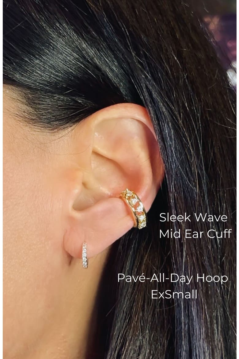 Sleek Wave Mid Ear Cuff, Alternate, color, Silver