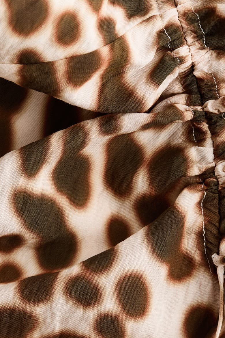 Drawstring-detail Satin Dress, Alternate, color, Dark brown/Patterned