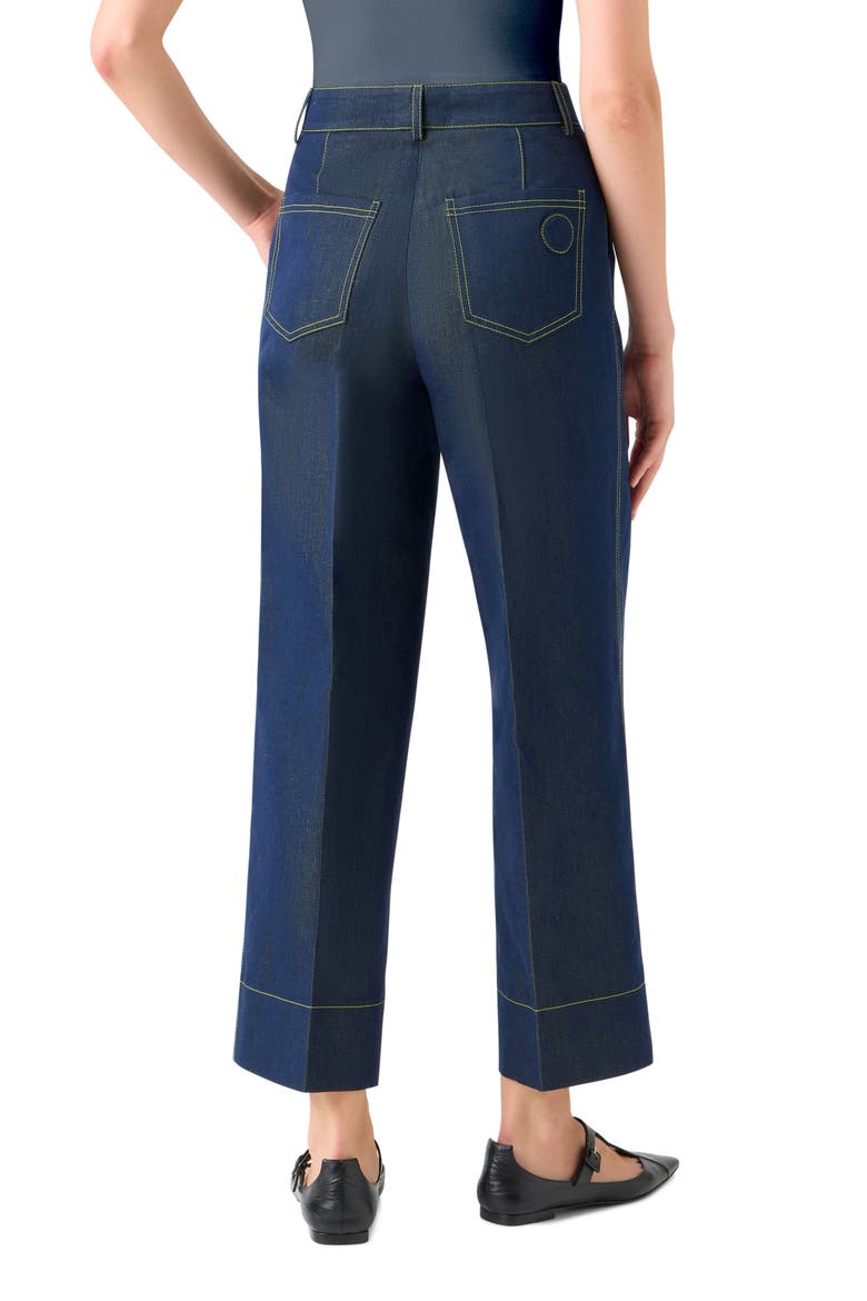 Creased Ankle Straight Leg Jeans, Alternate, color, DARKBLUE DENIM-LEMON ZING