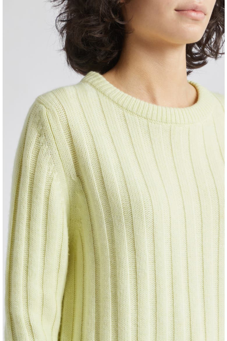 Lecht Cashmere Rib Crewneck Sweater, Alternate, color, CITRON