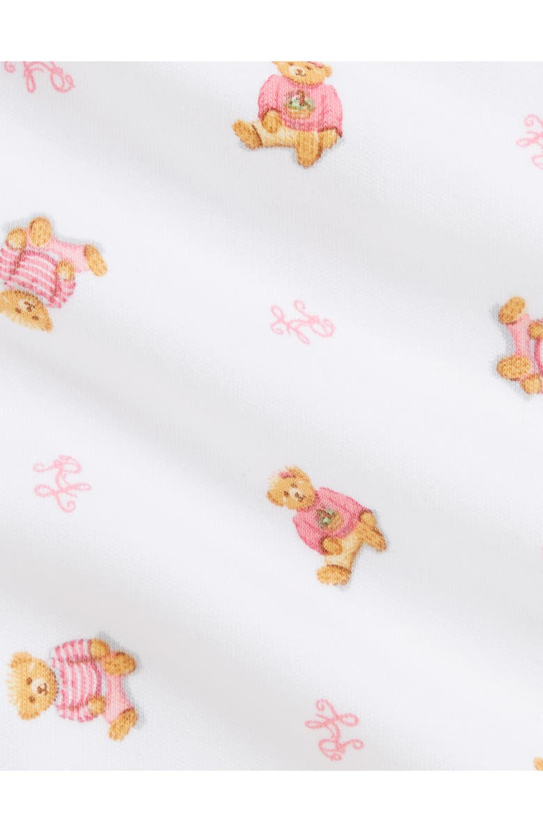 Ralph Lauren Cotton Interlock Footie, Bib & Hat Set, Alternate, color, White Pink Multi