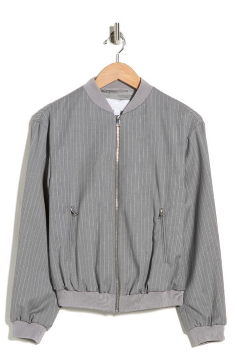 Jelansa Pinstripe Wool Bomber Jacket