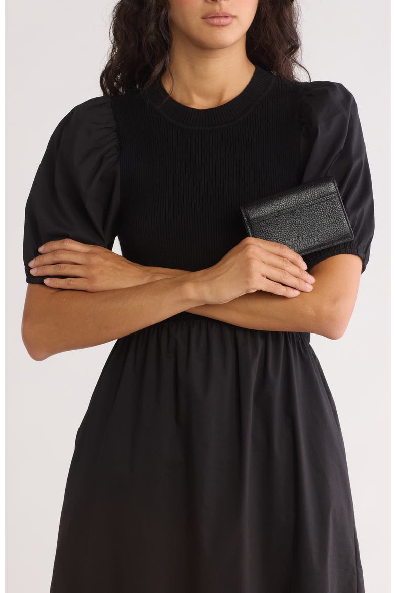 The Small Bifold Leather Wallet, Alternate, color, BLACK
