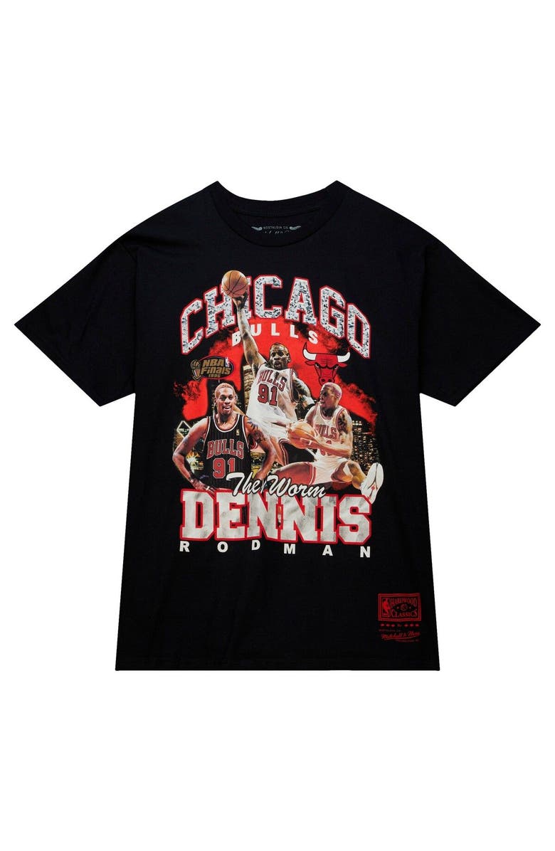 Mitchell & Ness Men's Mitchell & Ness Dennis Rodman Black Chicago Bulls Hardwood Classics Bling Concert Player T-Shirt, Alternate, color,