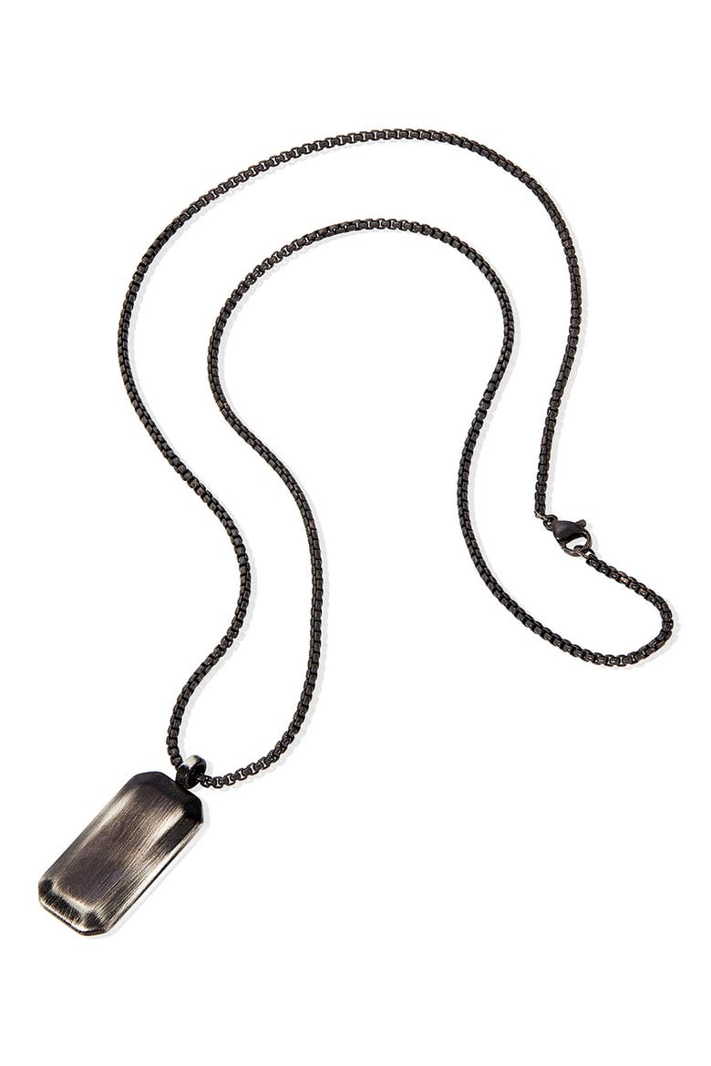 Mens' Brushed Stainless Steel Dog Tag Necklace, Alternate, color, GUNMETAL