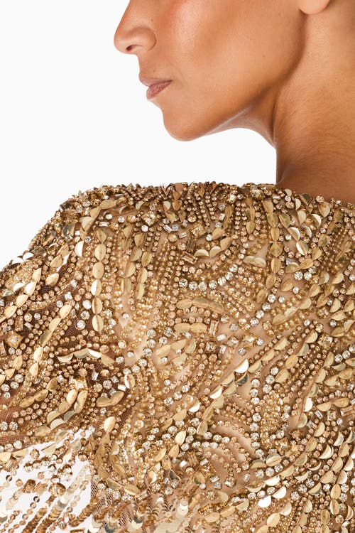Jenny Packham Gold Rush Sequin-embellished Gown In Gold