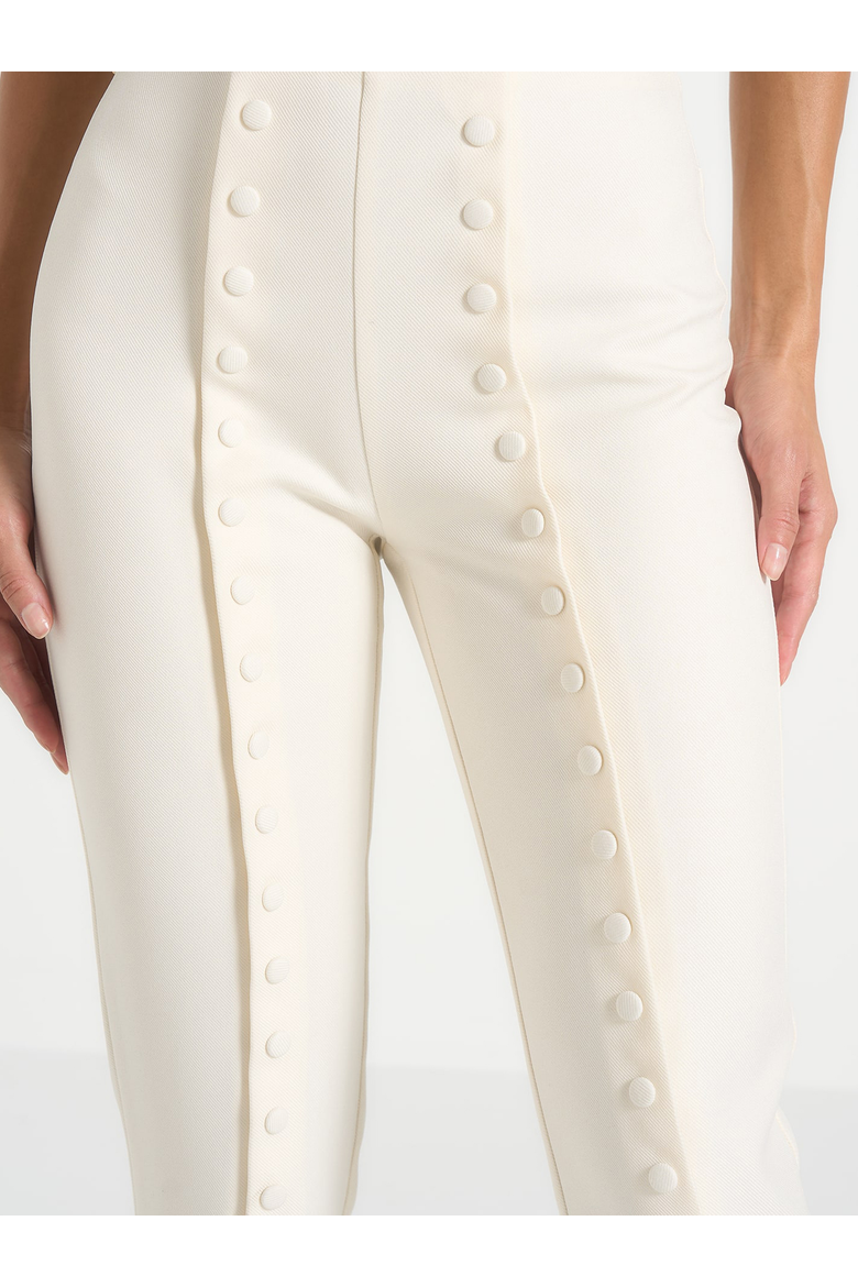 Therese Tailored Button Detail Trousers, Alternate, color, Off White