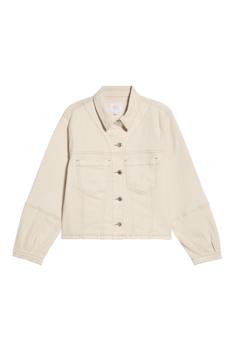 Bailey Topstitch Detail Denim Jacket, Alternate, color, ECRU