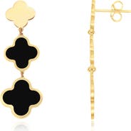 The Lovery Fine Jewelry Onyx Graduating Clover Dangle Earrings