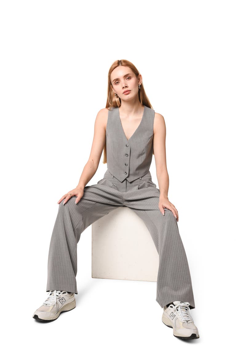 Icon Stripe Vest, Alternate, color, GREY PINSTRIPE
