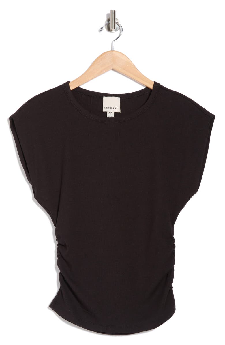 INDUSTRY REPUBLIC CLOTHING Ruched Side Ribbed Muscle Tank, Alternate, color, Black