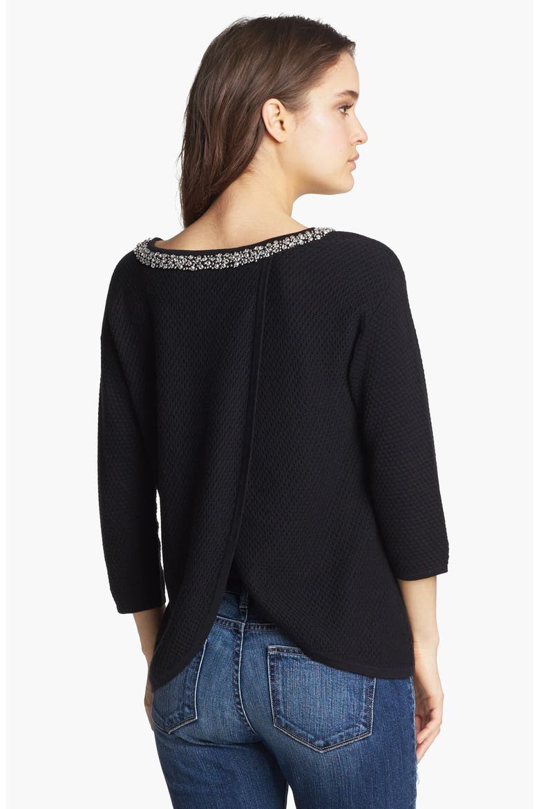 Hinge® Jewel Neck Sweater, Alternate, color, BLACK