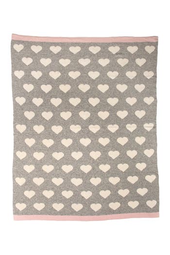 Parkland Collection Heartcloud Transitional Light Grey Knitted 32" X 40" Baby Blanket In Gray