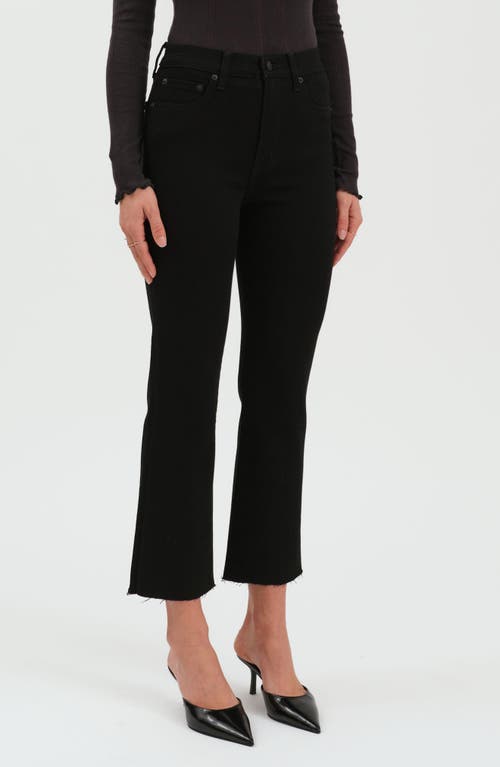 Daze Shy Girl High Waist Raw Hem Crop Flare Jeans In Black