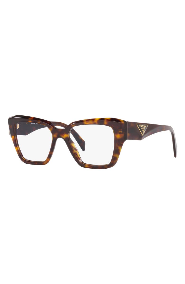 Prada 52mm Square Optical Glasses, Alternate, color, Tortoise