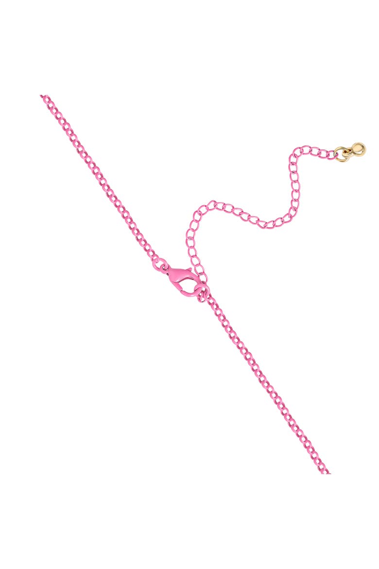 Pave Pendant Necklace with Neon Pink Chain, 16"+3", Alternate, color, Gold, Neon Pink