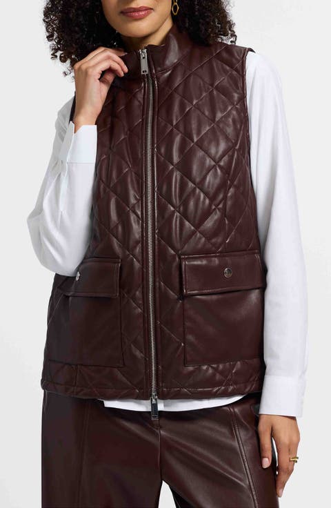 Billie Faux Leather Diamond Quilted Vest
