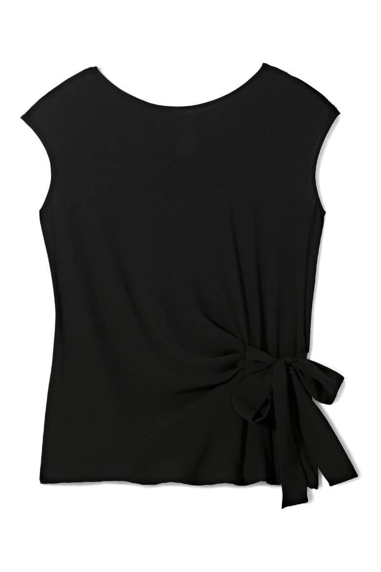 Mixed Media Tie Front Blouse, Alternate, color, RICH BLACK