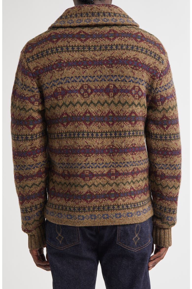 Fair Isle Wool Cardigan, Alternate, color, LODEN HEATHER MULTI