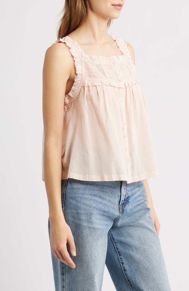 DÔEN Fidella Lace Trim Top, Alternate, color, Blush