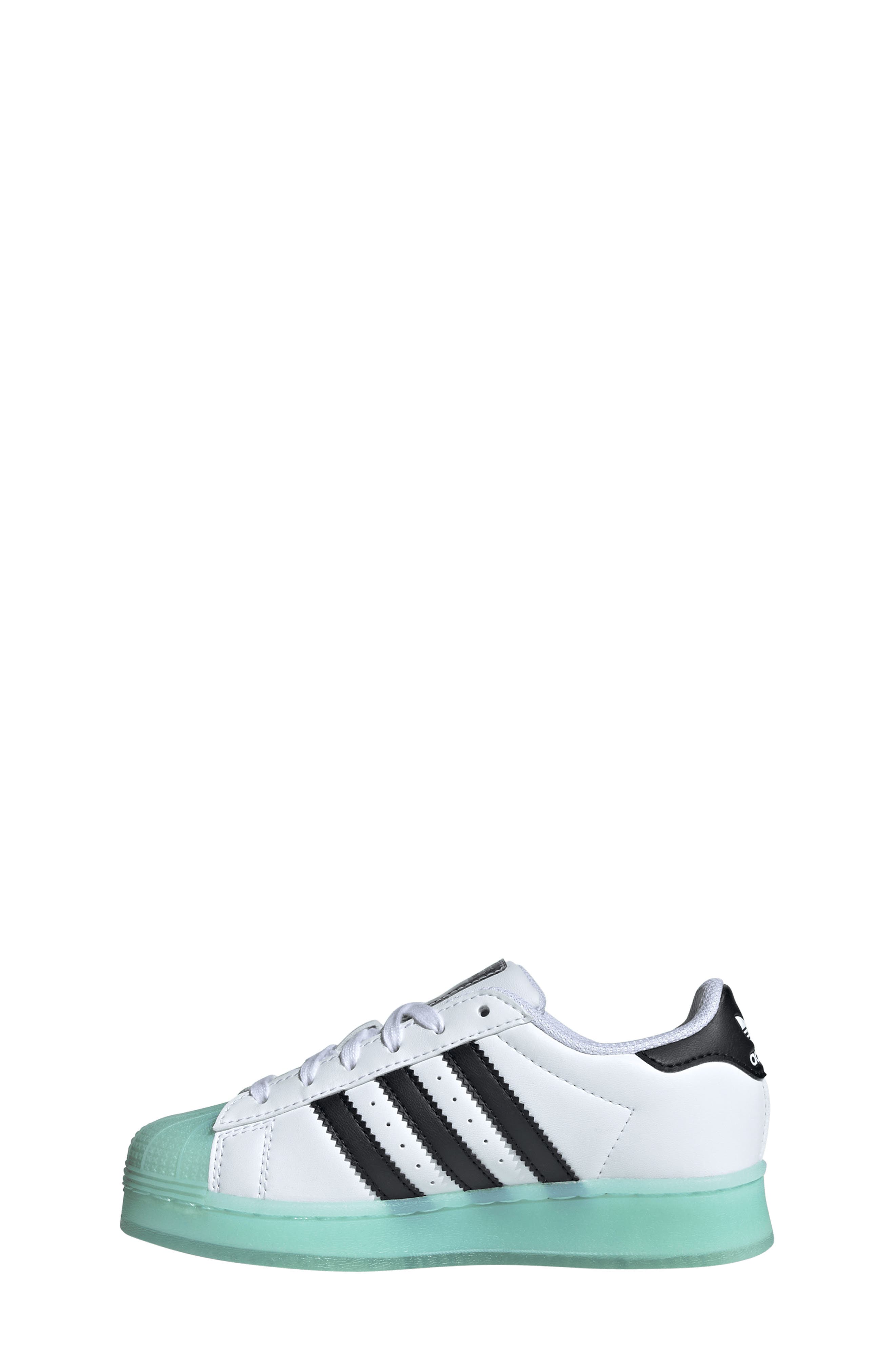 adidas Kids' Superstar LED Lights Sneaker, Alternate, color, White/ Semi Flash Aqua/ Black