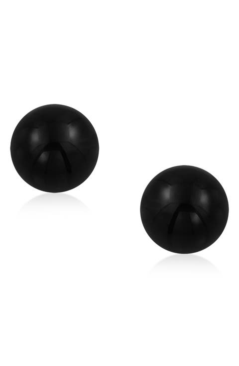 Sterling Silver Semi-Precious Stone 10mm Ball Stud Earrings