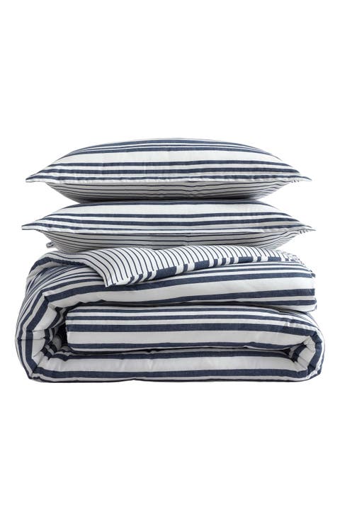 Coastline Stripe Cotton Duvet Cover Set