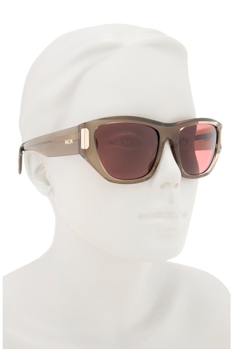 55mm Cat Eye Sunglasses, Alternate, color, SHINY BEIGE / BORDEAUX