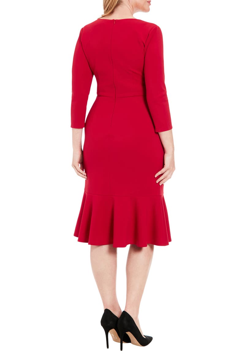 V-Neck Scuba Crepe Sheath Dress, Alternate, color, CHILI