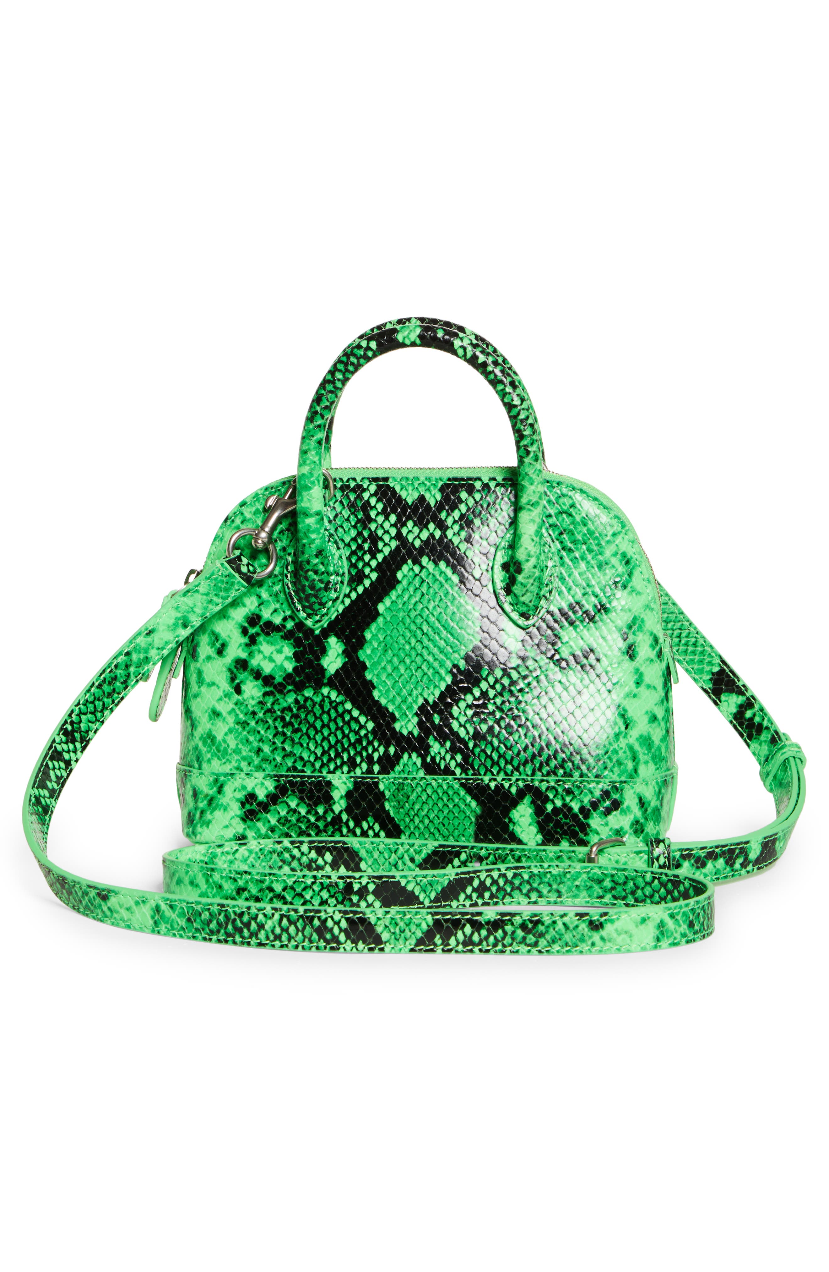 Extra Extra Small Ville AJ Snake Embossed Leather Satchel, Alternate, color, FLUO GREEN BLACK