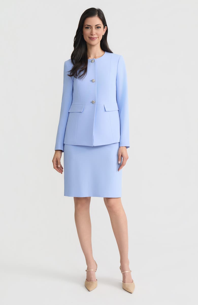 KASPER Three-Button Peplum Jacket, Alternate, color, Paris Bleu