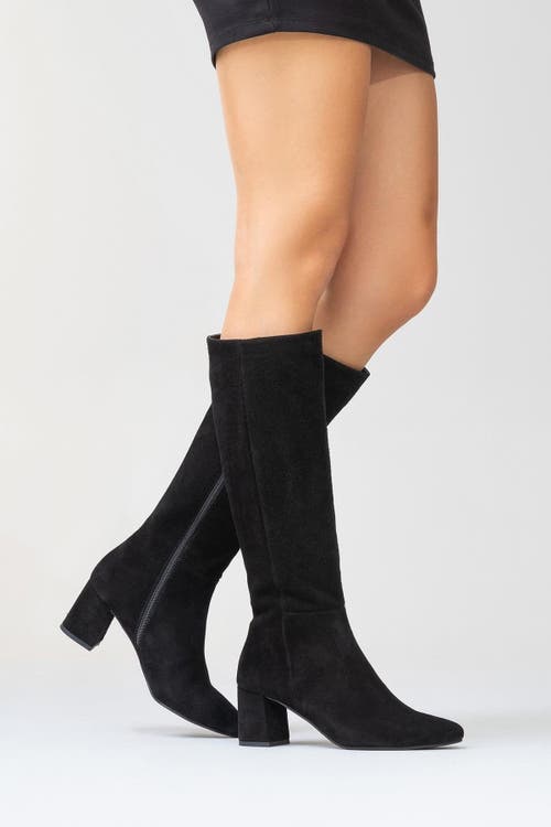 Forever & Always Shoes Sejas Leather Block Heel Knee-high Boot In Black