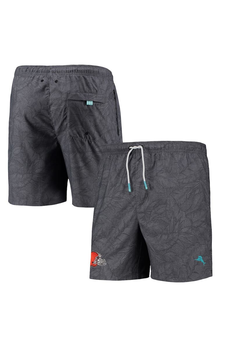 Tommy Bahama Men's Tommy Bahama Black Cleveland Browns Naples Layered Leaves Swim Trunks, Main, color,