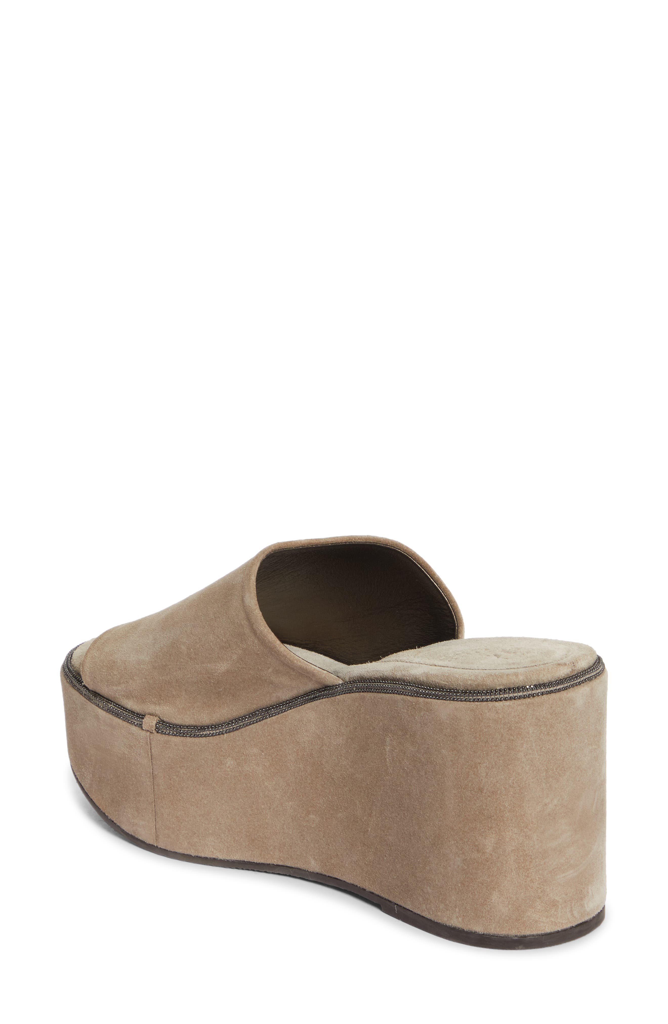 Brunello Cucinelli Monili Platform Wedge Slide Sandal, Alternate, color, 